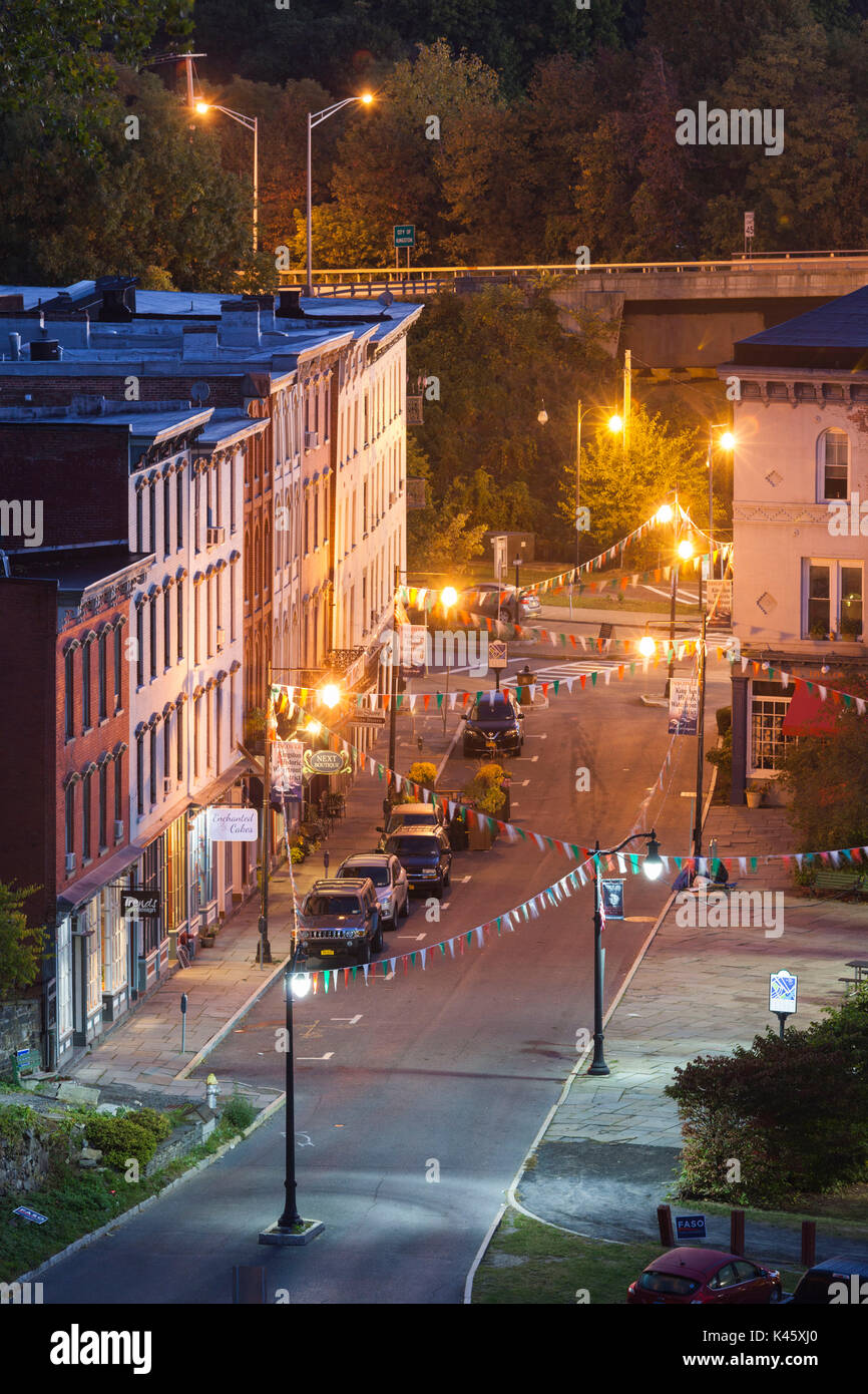 USA, New York, Hudson Valley, Kingston, elevated view of the Rondout