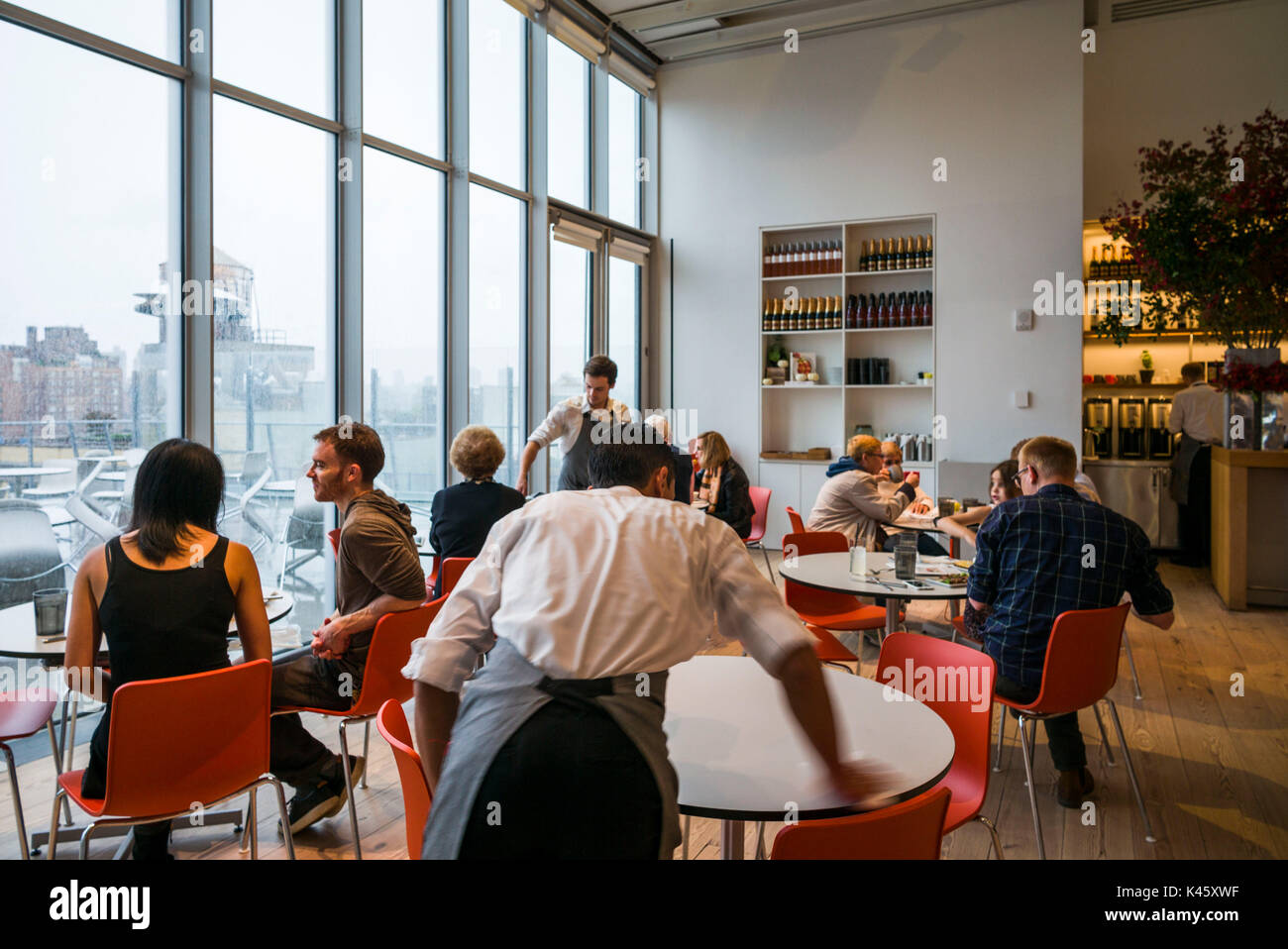 USA, New York, New York City, Lower Manhattan, The Whitney Museum, cafe