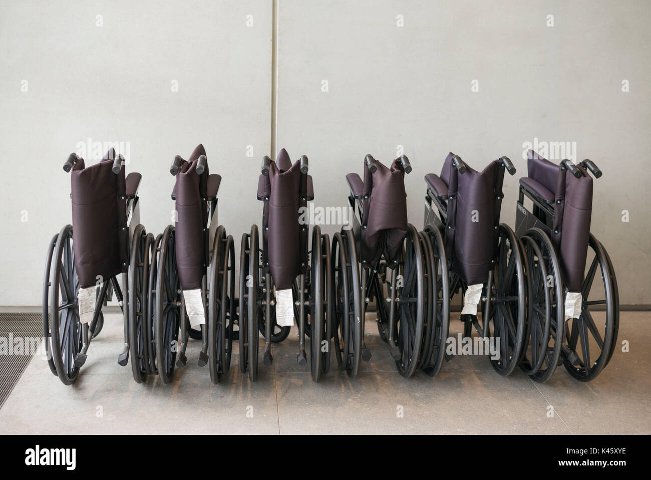 USA, New York, New York City, Lower Manhattan, The Whitney Museum, wheelchairs Stock Photo