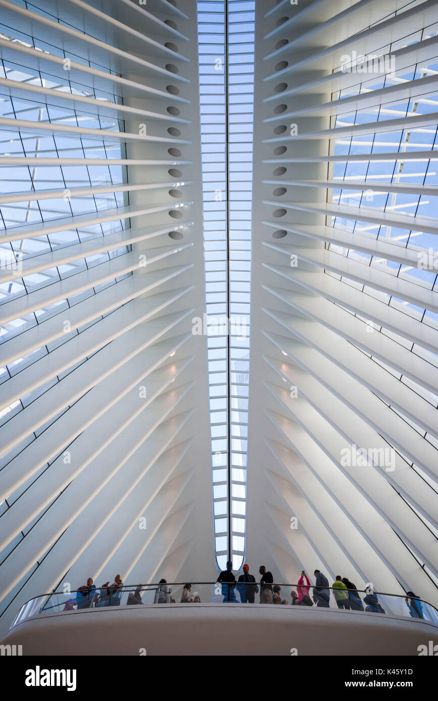 USA, New York, New York City, Lower Manhattan, The Oculus, World Trade Center PATH train station, designed by Santiago Calatrava, interior Stock Photo