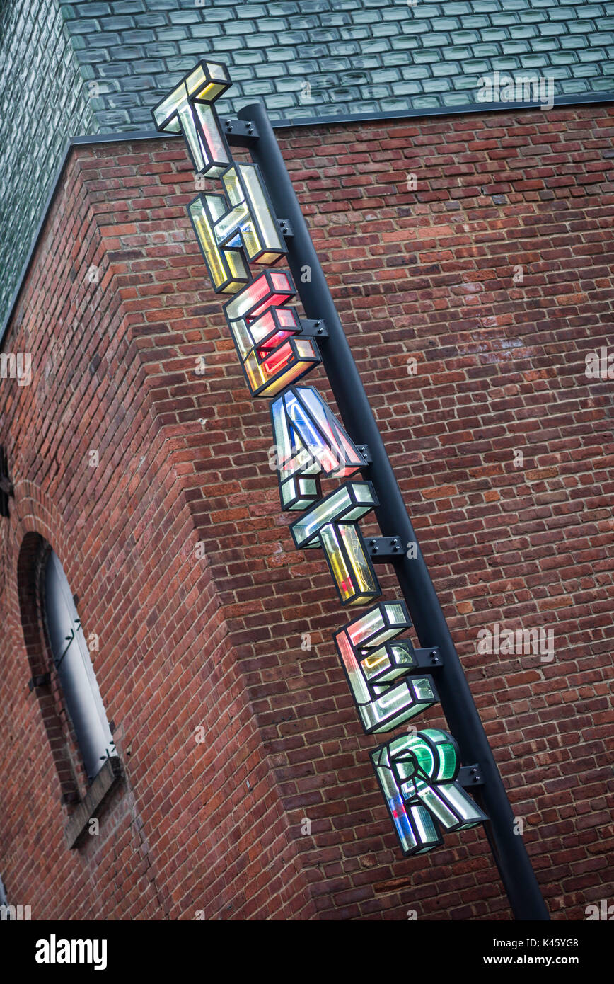 USA, New York, New York City, Brooklyn-Dumbo, Dumbo area theater sign ...
