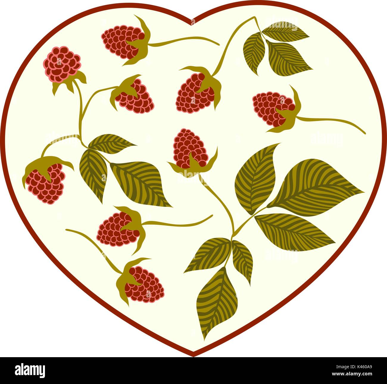 A print with juicy ripe raspberry inside the frame in the form of a ...