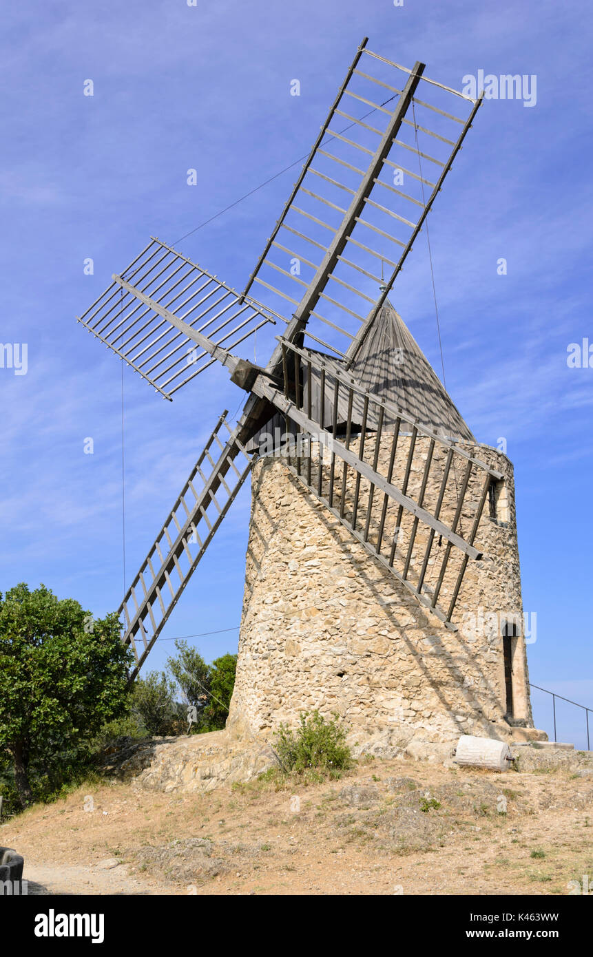 Windmill, Grimaud, France Stock Photo