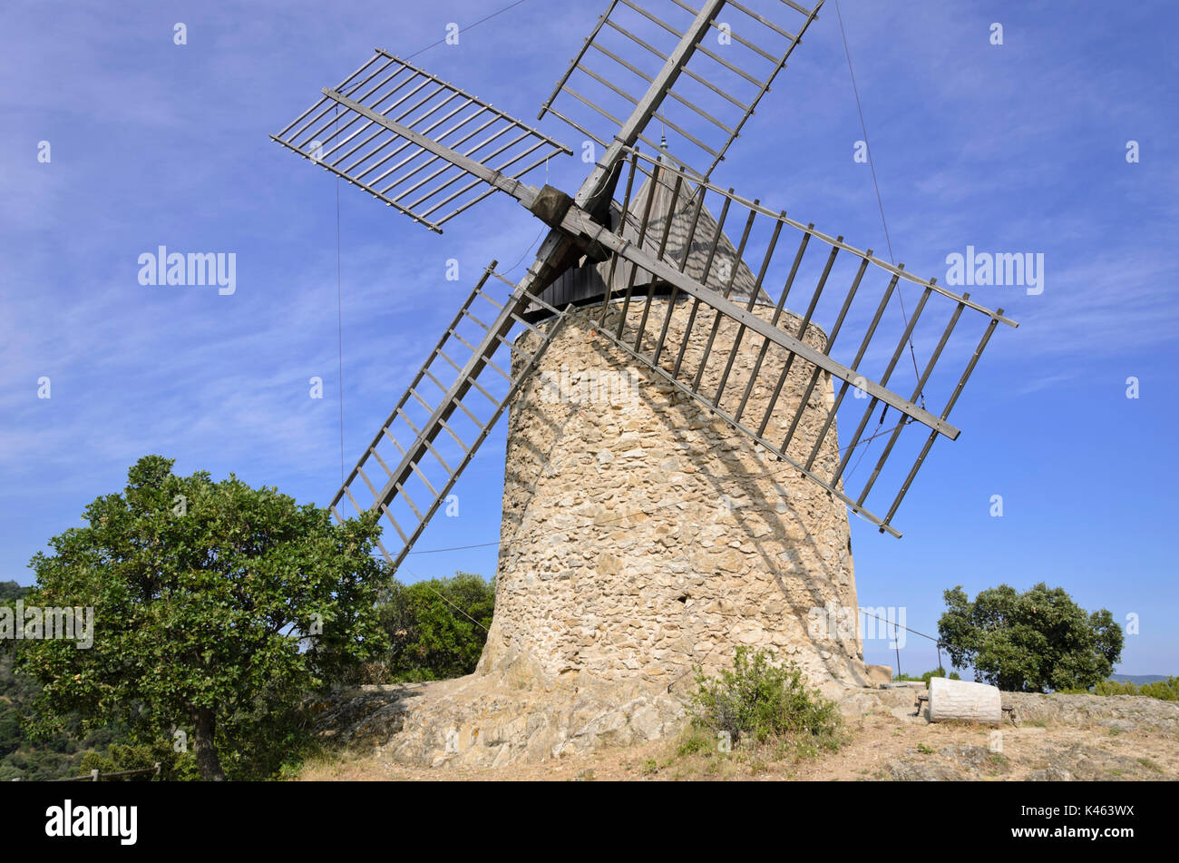 Windmill, Grimaud, France Stock Photo