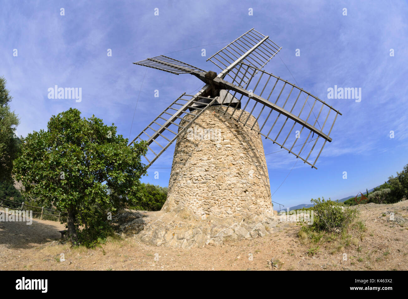 Windmill, Grimaud, France Stock Photo