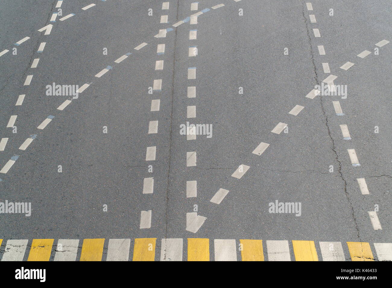 Road marking and pedestrian crossing at the intersection Stock Photo