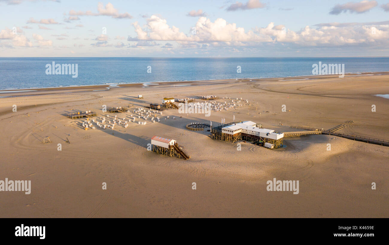 Aerial view of the beach at Sankt Peter Ording, Germany Stock Photo