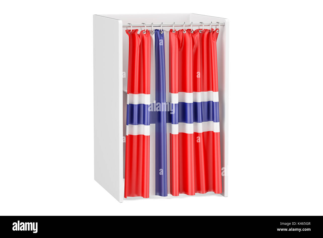 Vote in Norway concept, voting booth with Norwegian flag, 3D rendering isolated on white background Stock Photo