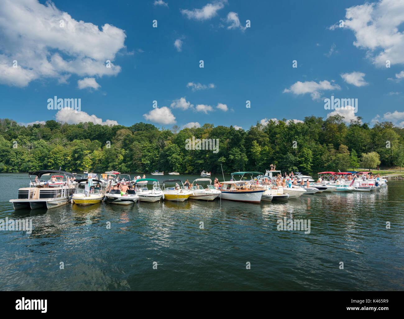 Labor day boating party on Cheat Lake Morgantown WV Stock Photo