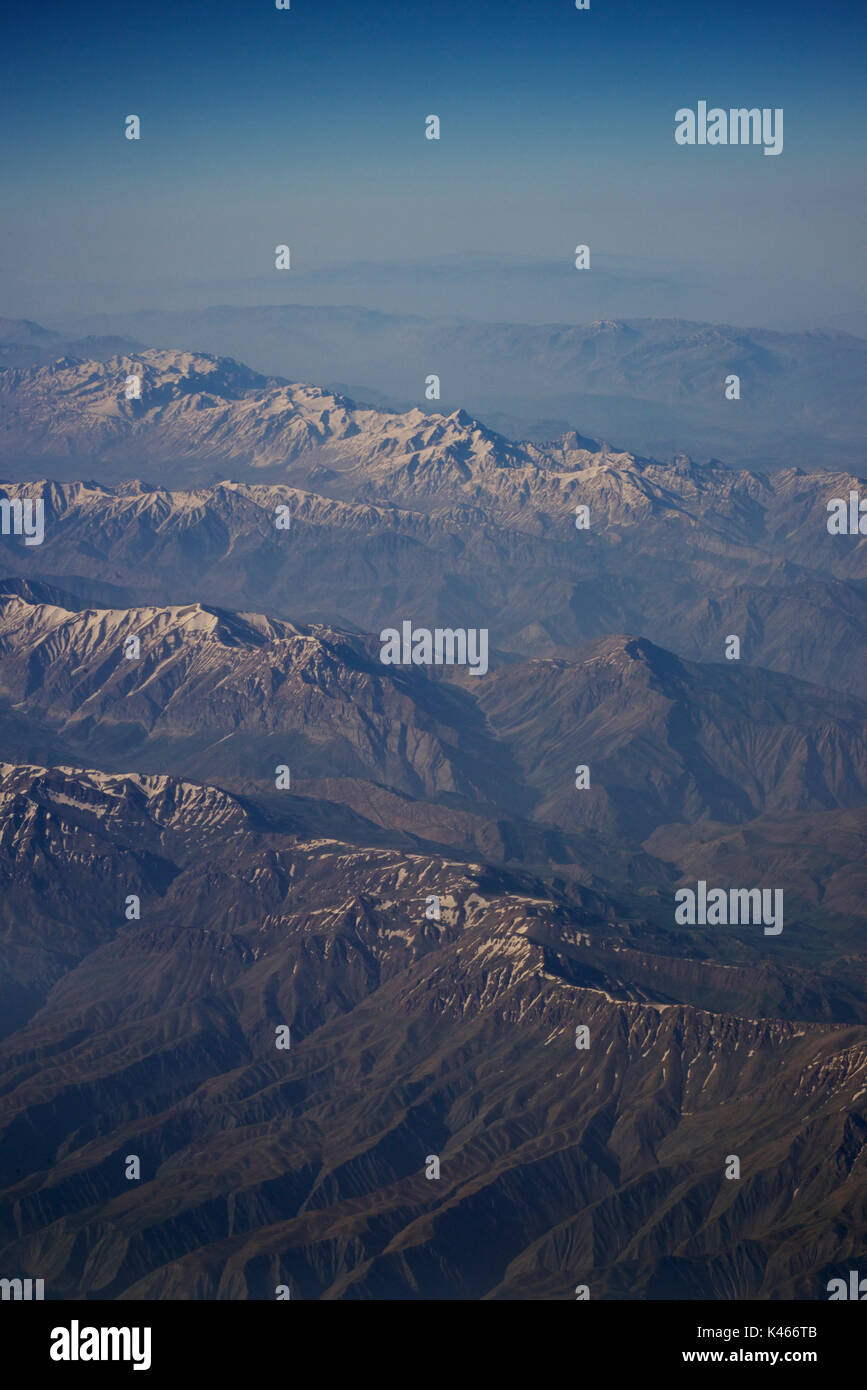 Iranian mountains from the air. Stock Photo