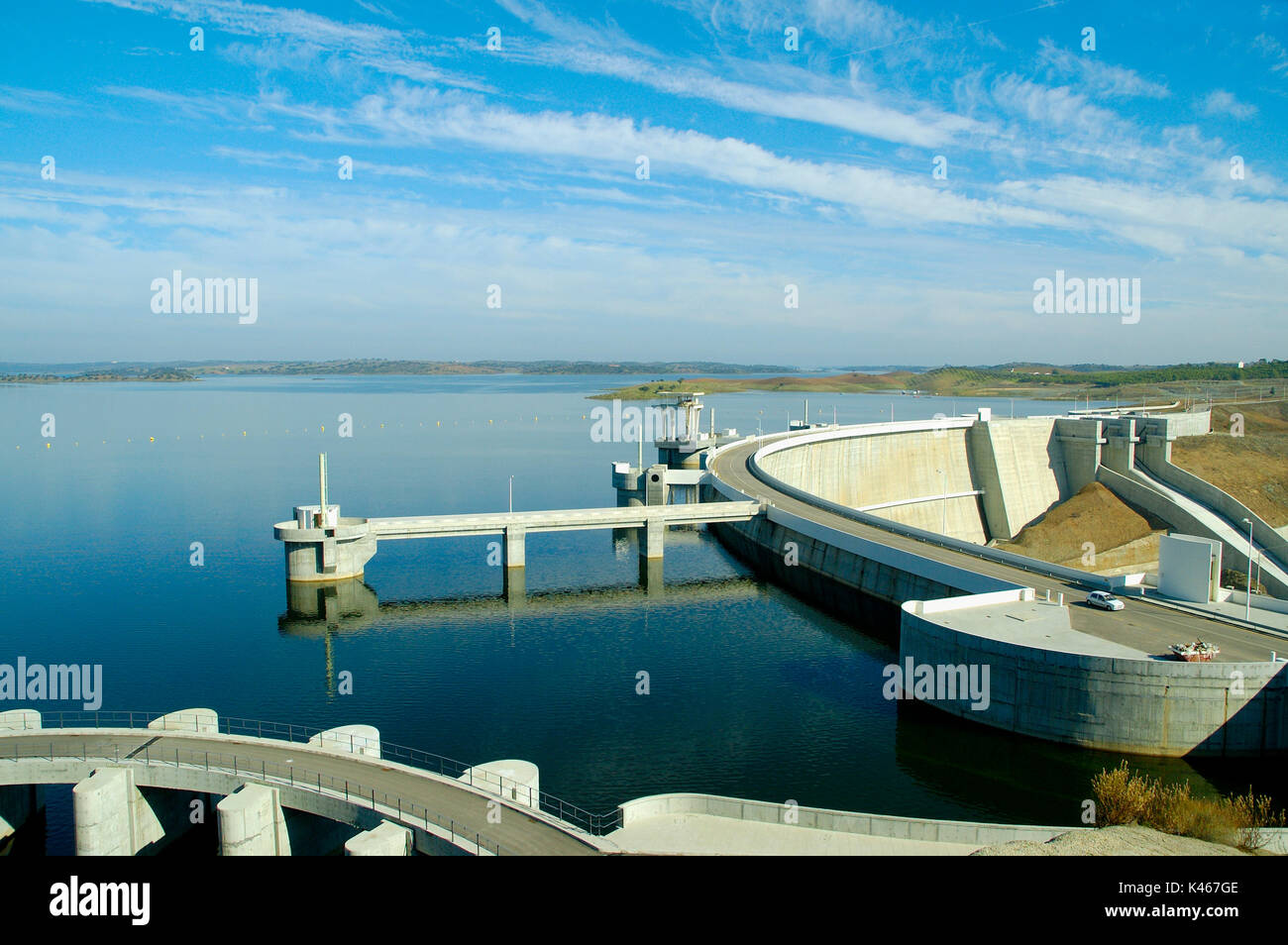 Alqueva dam, the biggest artificial lake in Europe. Alentejo, Portugal