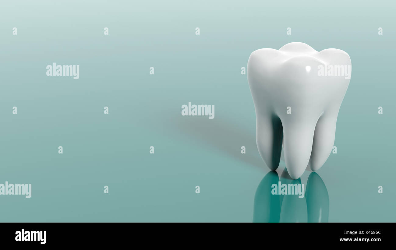 Tooth isolated on green background. 3d illustration Stock Photo - Alamy