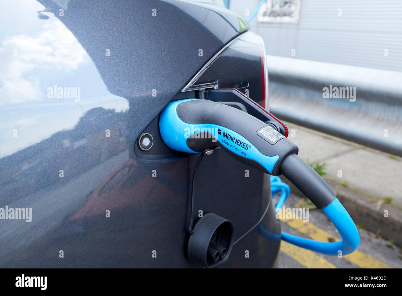 Tesla Car on Charge at Charging Station UK Stock Photo Alamy