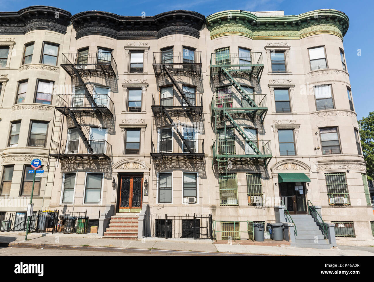 A large apartment buildings on  Bedford Avenue in the Crown Heights Neighborhood of Brooklyn, New York Stock Photo