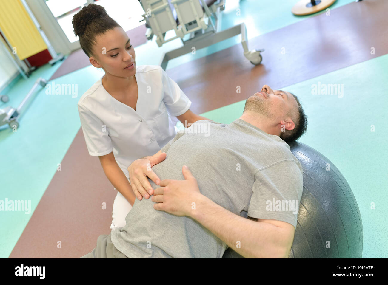 Modern Rehabilitation Physiotherapy With Ball Stock Photo Alamy