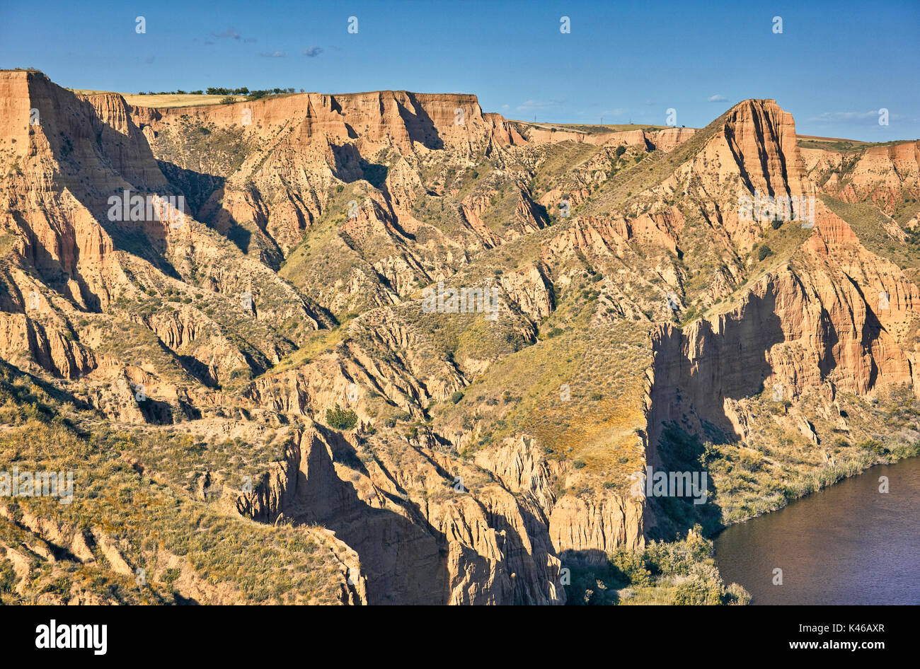 Barrancas de Burujon (Burujon canyons), gullied landscape.Toledo. Castile-La Mancha. Spain Stock Photo