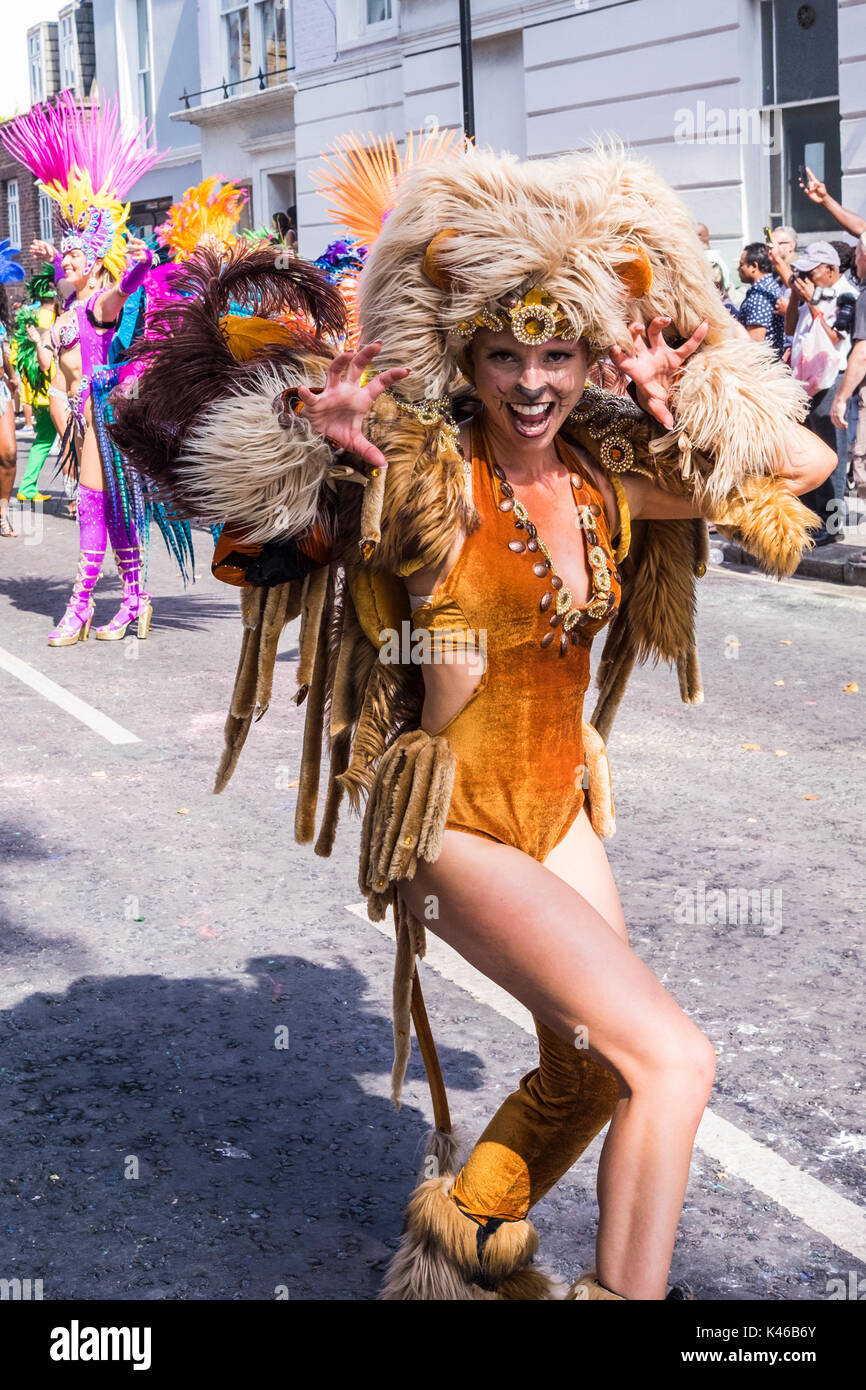 Notting Hill Carnival is an annual event that has taken place in London since 1966 on the streets of Notting Hill, London, England, U.K. Stock Photo