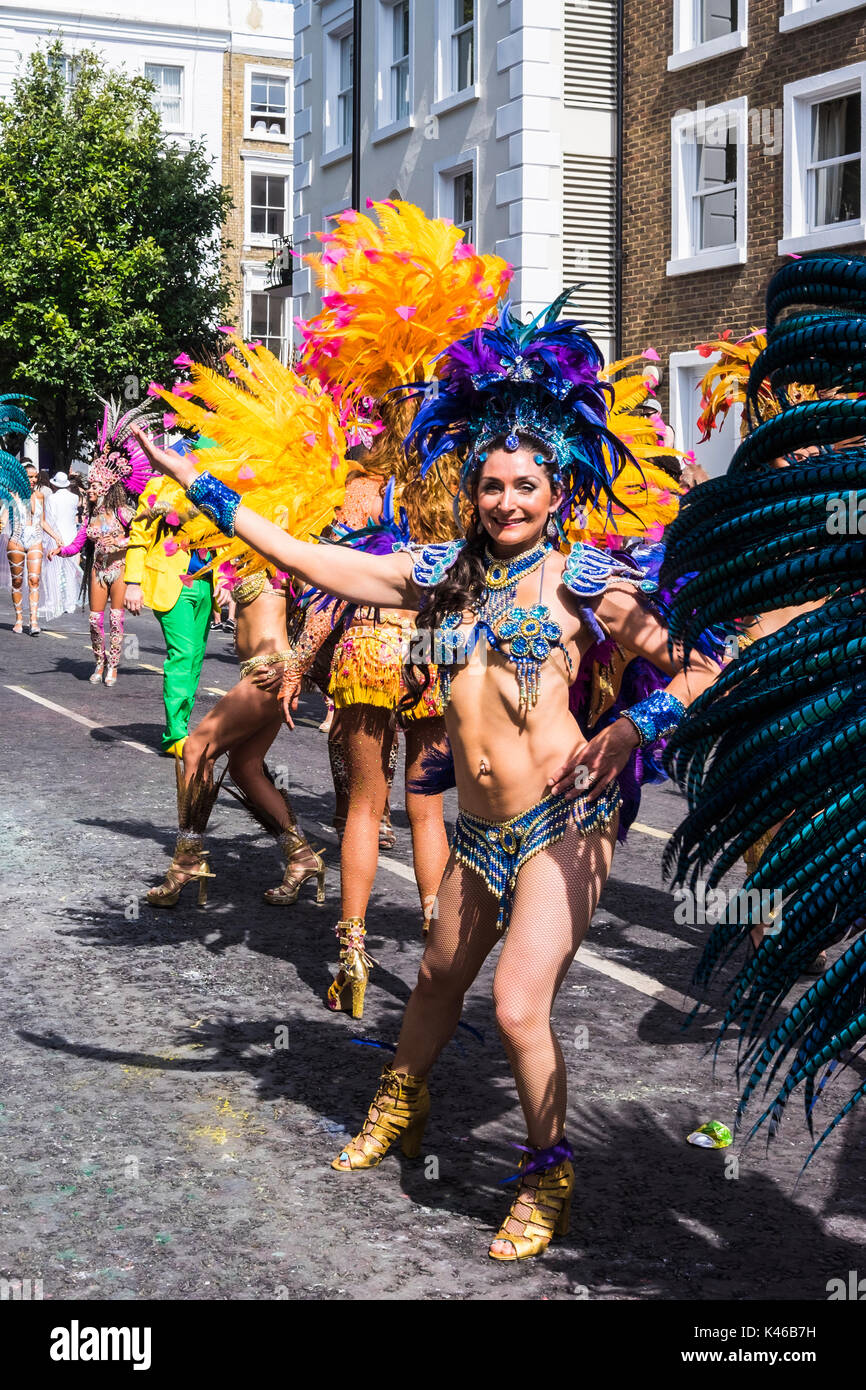 Notting Hill Carnival is an annual event that has taken place in London since 1966 on the streets of Notting Hill, London, England, U.K. Stock Photo