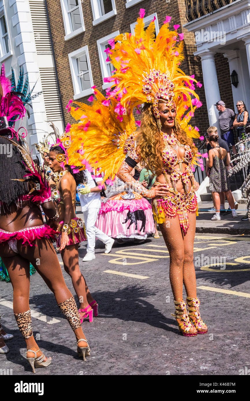 Notting Hill Carnival is an annual event that has taken place in London since 1966 on the streets of Notting Hill, London, England, U.K. Stock Photo