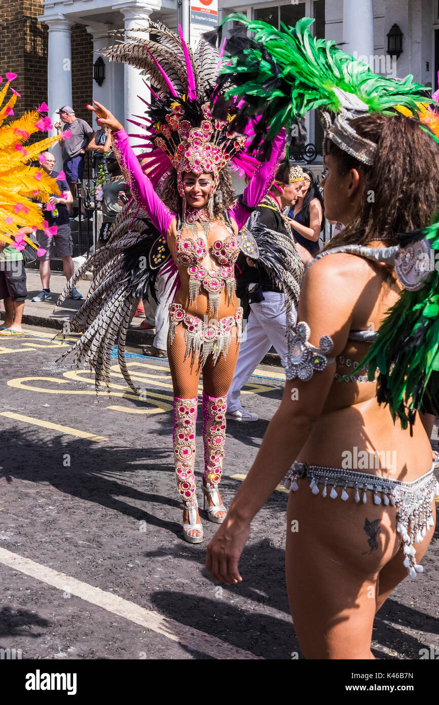 Notting Hill Carnival is an annual event that has taken place in London since 1966 on the streets of Notting Hill, London, England, U.K. Stock Photo