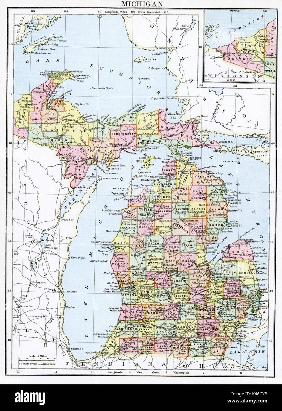 Map Of Shelby Michigan Hi Res Stock Photography And Images Alamy   Antique Map Circa 1875 Of Michigan K46CYB 