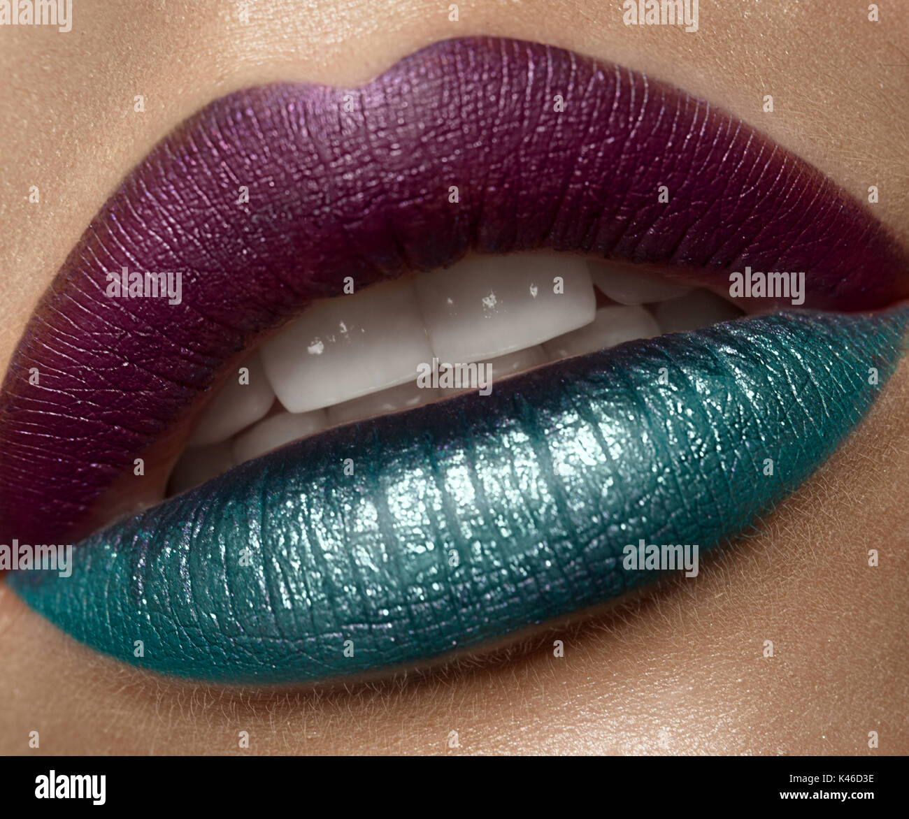 Colorful female art lips close-up. Beauty face. Stock Photo