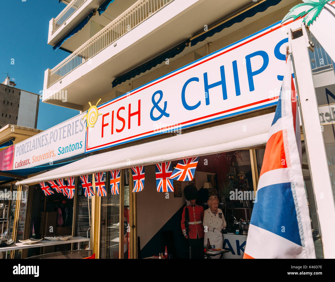 Fish & Chips shop in Juan les Pins, Cote d'Azur, France Stock Photo