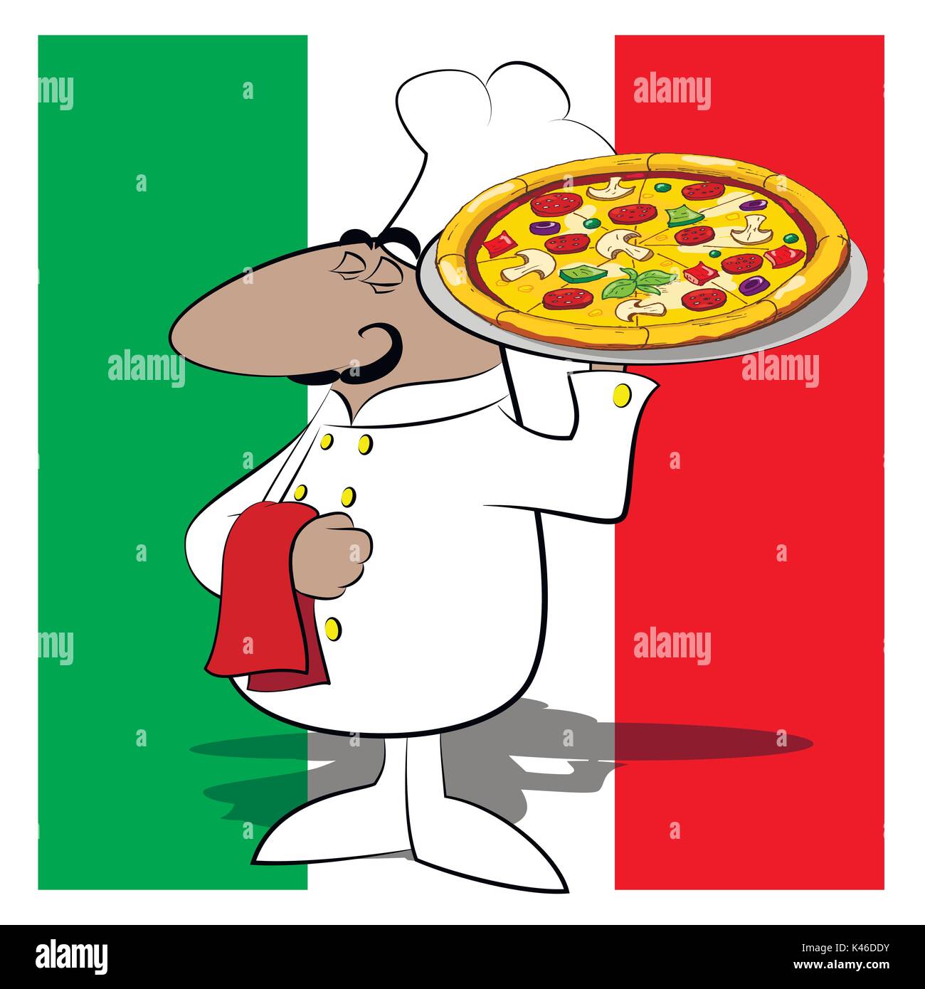 Funny chef cook pizza Stock Vector