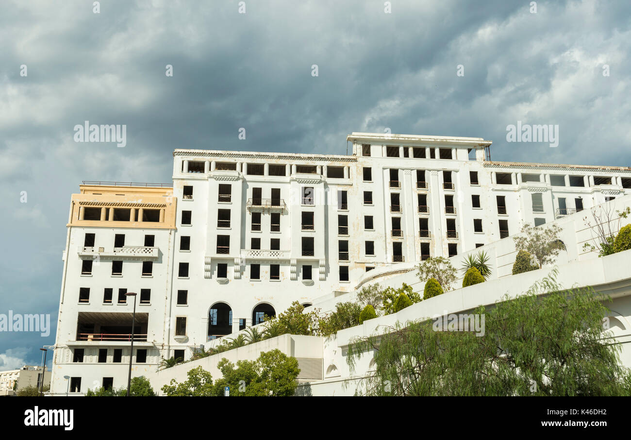 Luxurious and traditional Hotel Provencal in Juan les Pins, Cote d'Azur, France under renovation Stock Photo