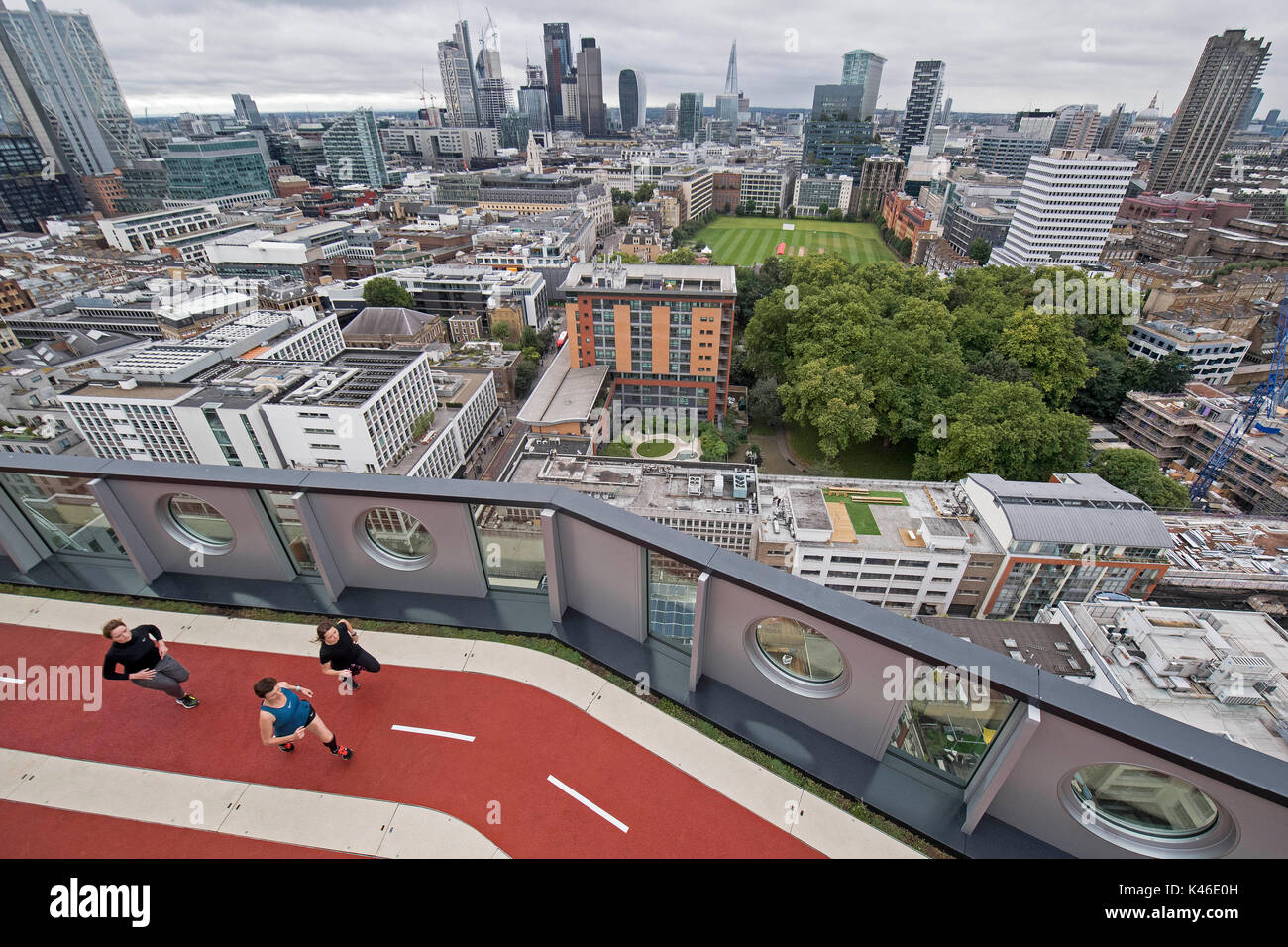 'London's highest running track' is unveiled at a new tech site at the White Collar Factory, London. Stock Photo