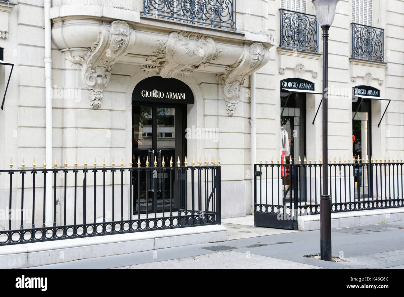 Paris, France Avenue Montaigne, famous shopping avenue with luxury brands and five star hotels