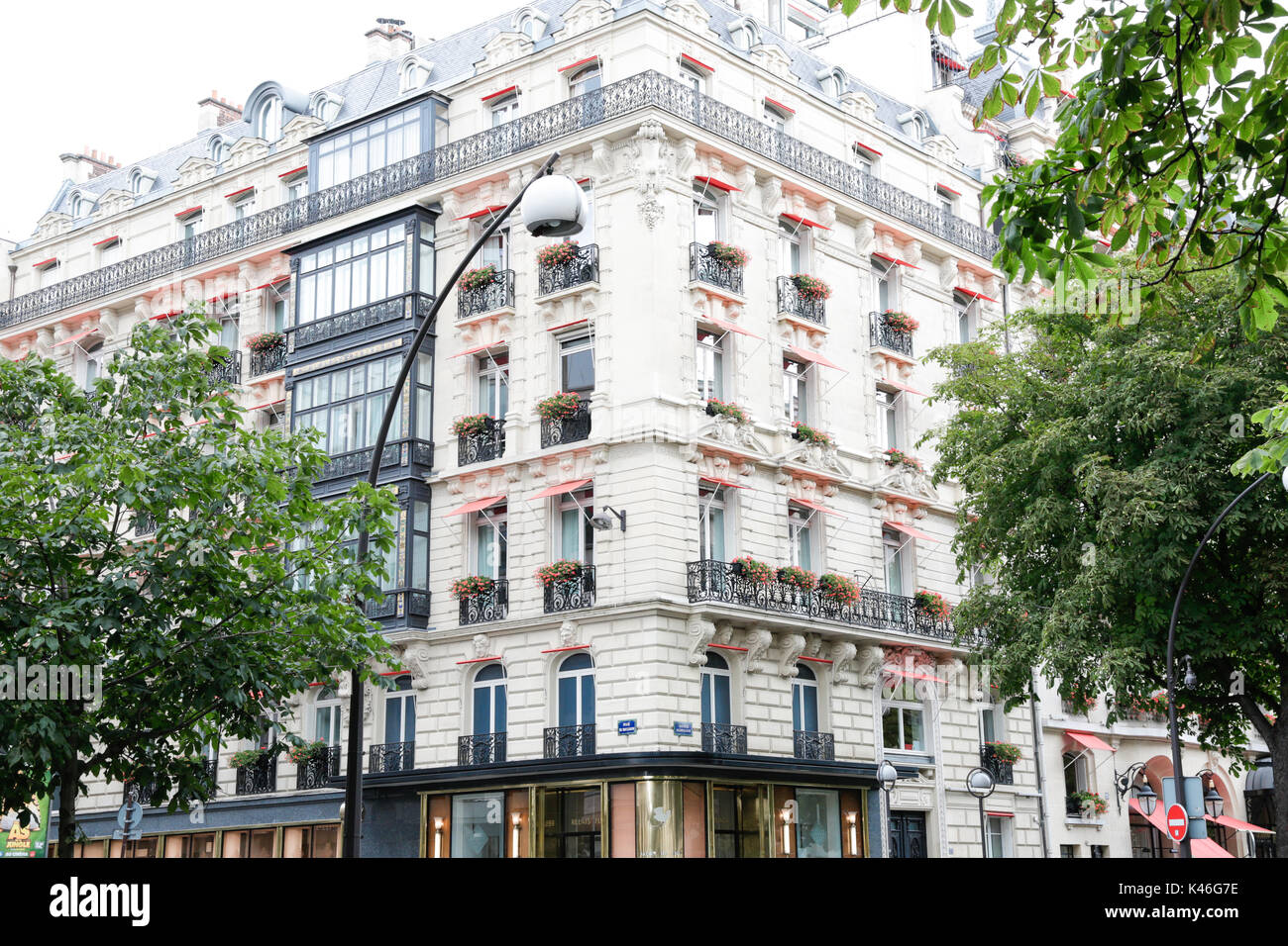 Paris, France Avenue Montaigne, famous shopping avenue with luxury