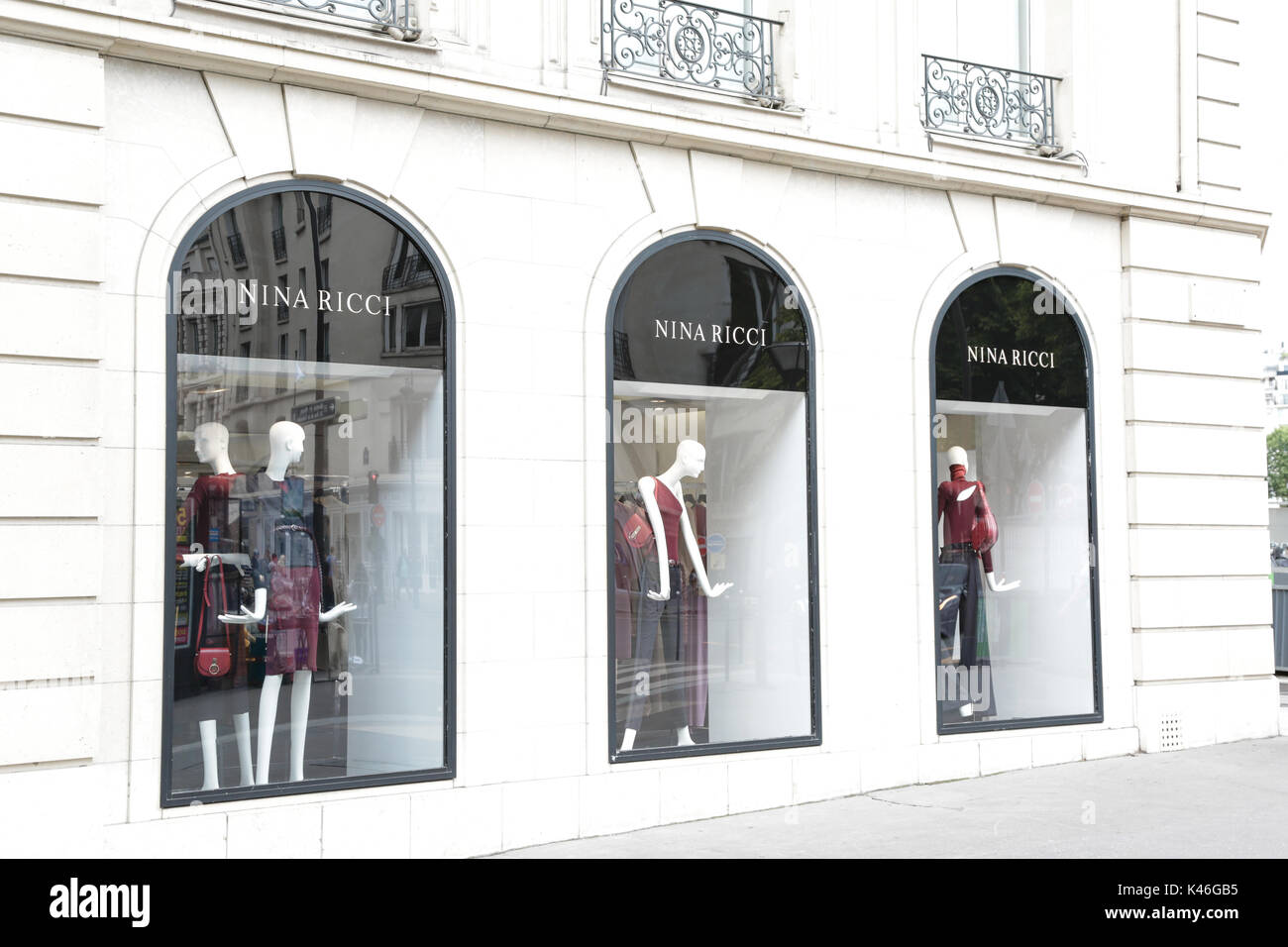 Paris, France Avenue Montaigne, famous shopping avenue with luxury brands and five star hotels