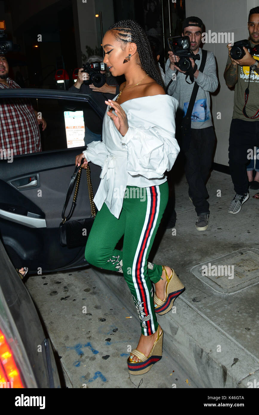 Leigh-Anne Pinnock wears a Gucci ensemble while out for dinner at Catch LA  restaurant Featuring: