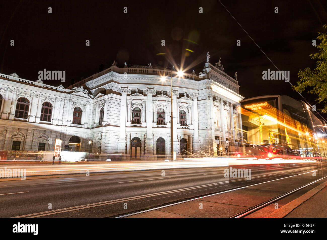 Famous Burgtheater in Vienna Austia at night Stock Photo