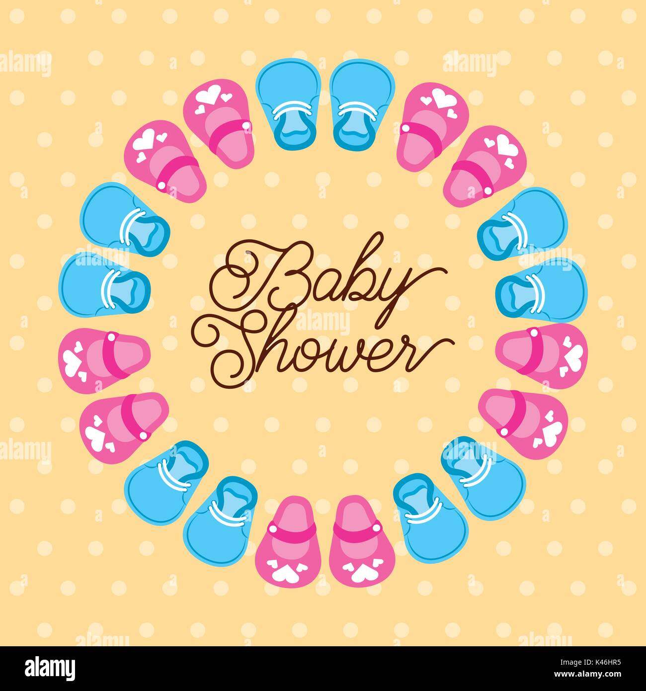 Baby Shower Boy And Girl Shoes Decoration Card Stock Vector Art
