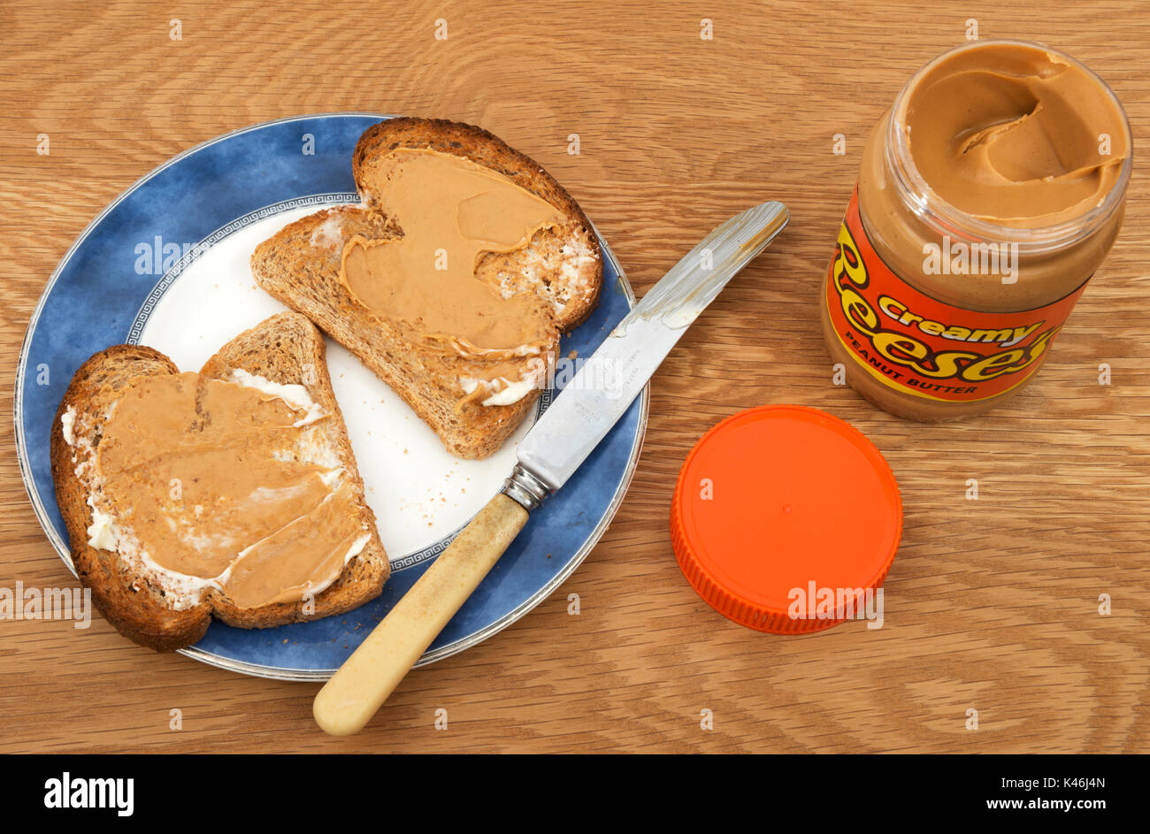 Reeses peanut butter on toast Stock Photo Alamy