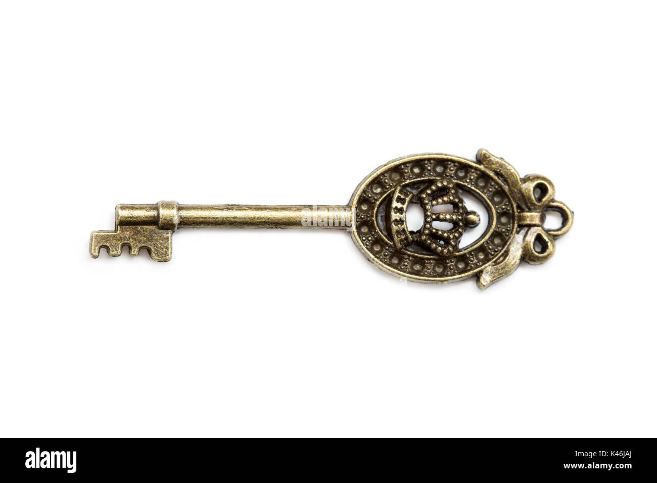 View at vintage metal key isolated on the white background Stock Photo ...
