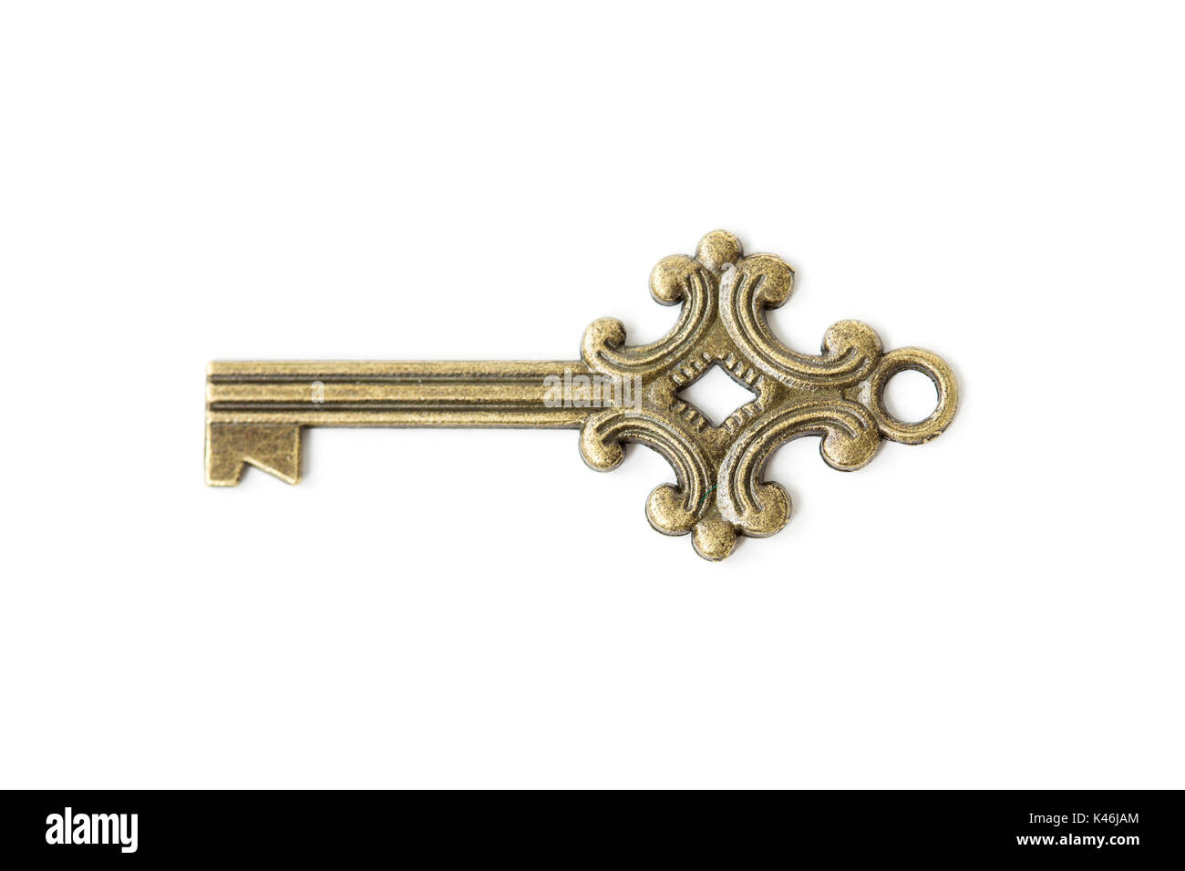 View at vintage metal key isolated on the white background Stock Photo ...