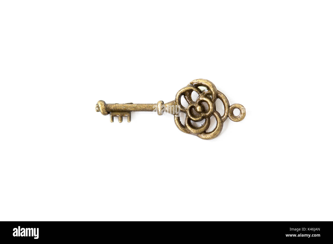 View at vintage metal key isolated on the white background Stock Photo ...