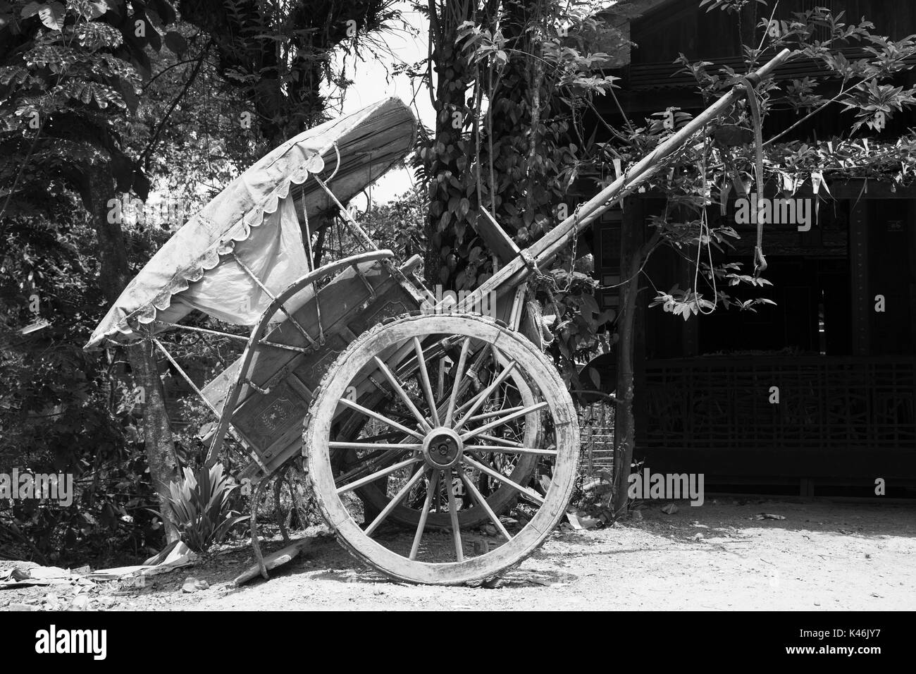 Traditional horse drawn cart. Hsipaw, Myanmar Stock Photo