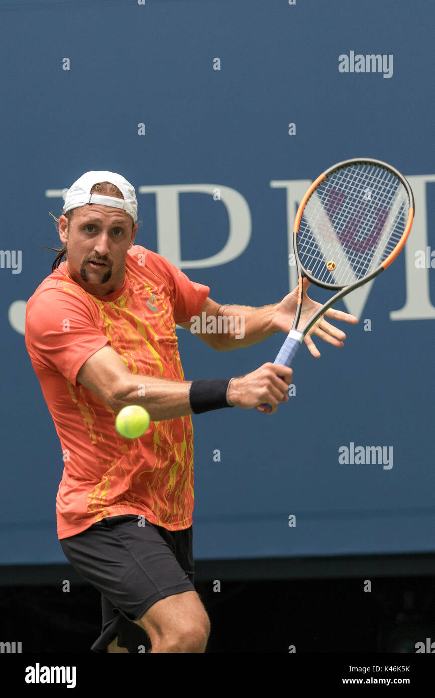 Tennys Sandgren (USA) competing at the 2017 US Open tennis Championships Stock Photo