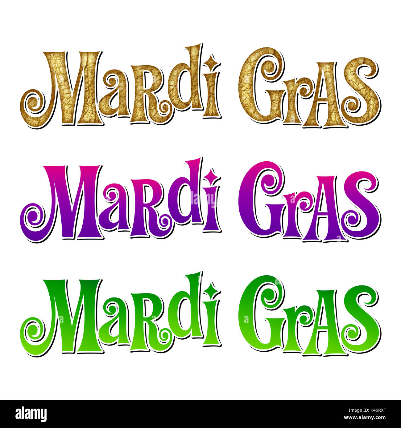 Mardi Gras Maquerade Word Art Collection Stock Photo