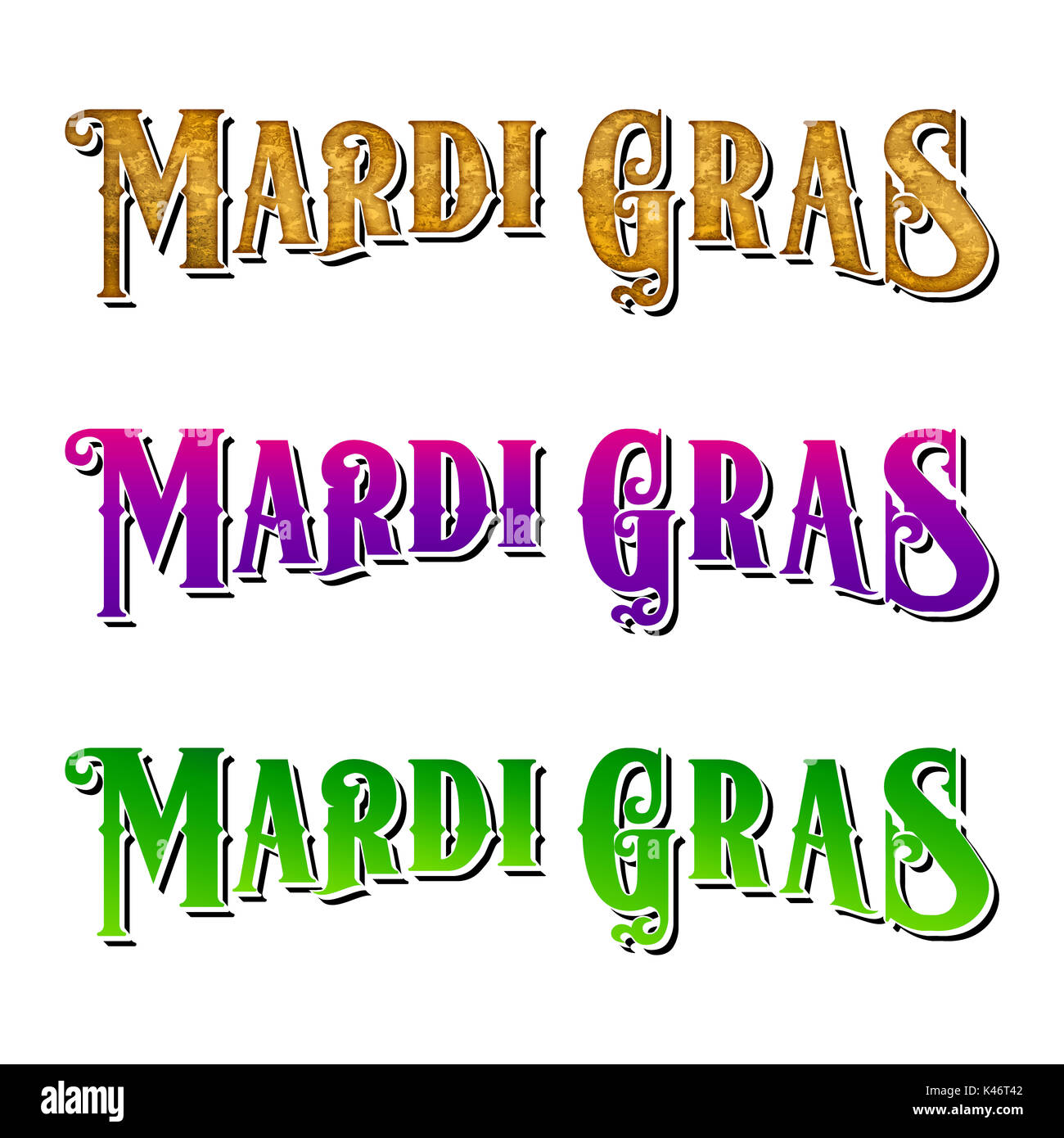 Mardi Gras Maquerade Word Art Collection Stock Photo