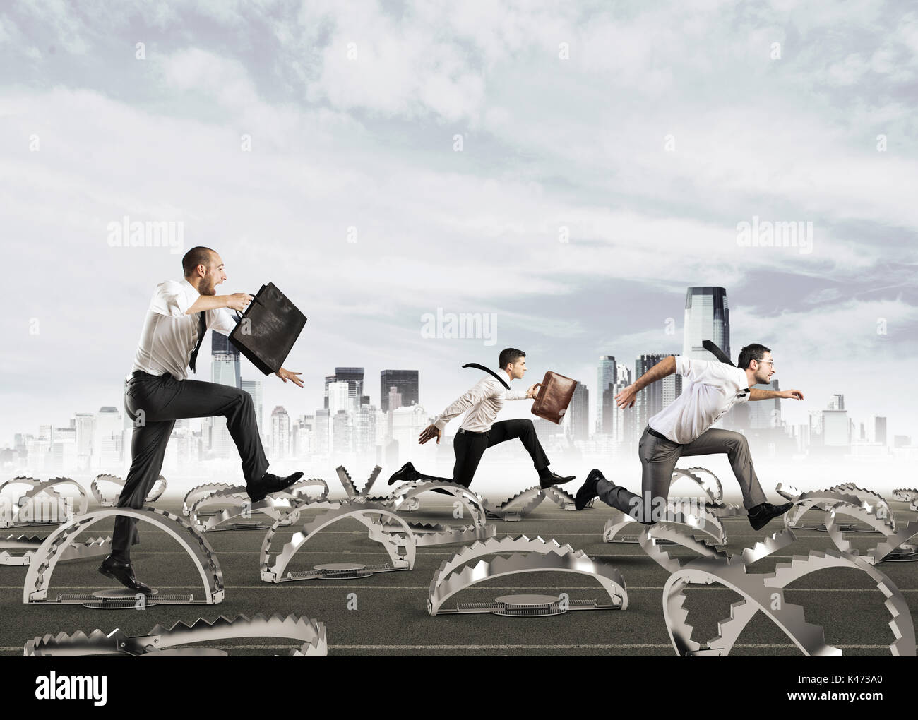 Men run in a thousand difficulties Stock Photo