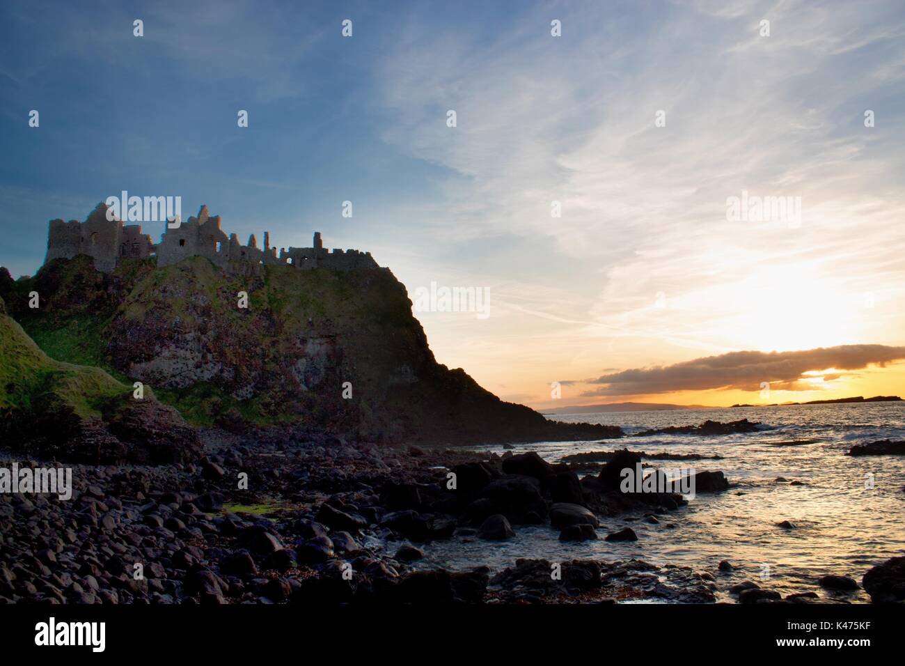 Irish Coastal Castle sunset Stock Photo