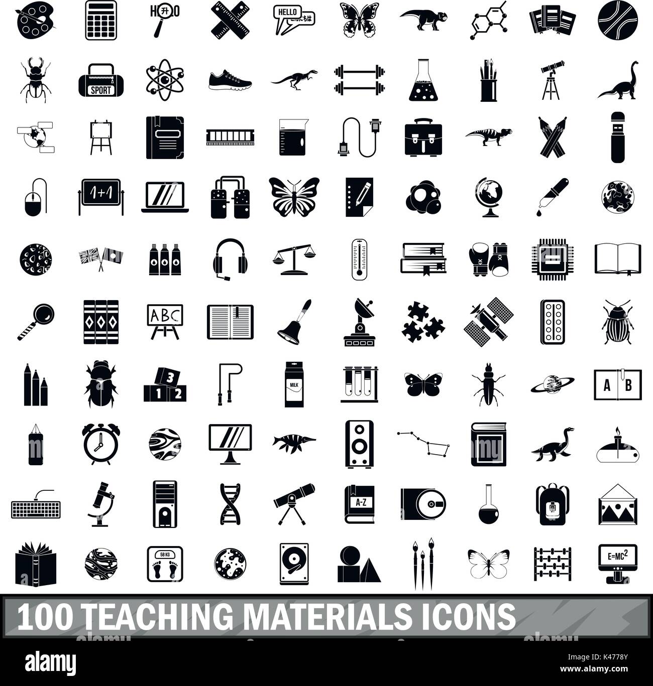 100 teaching materials icons set, simple style Stock Vector Image & Art Alamy