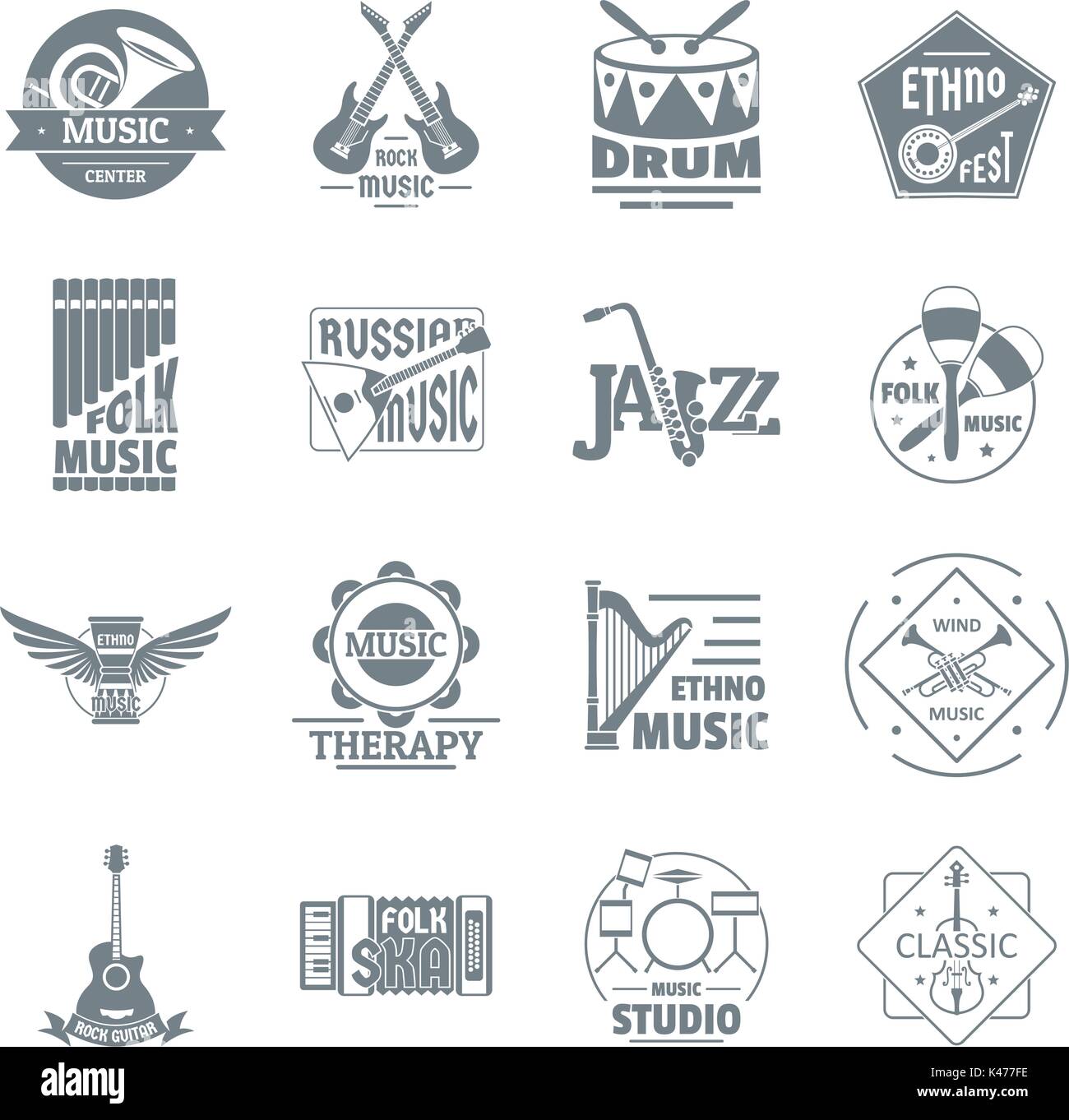 Musical instruments logo icons set, simple style Stock Vector Image ...