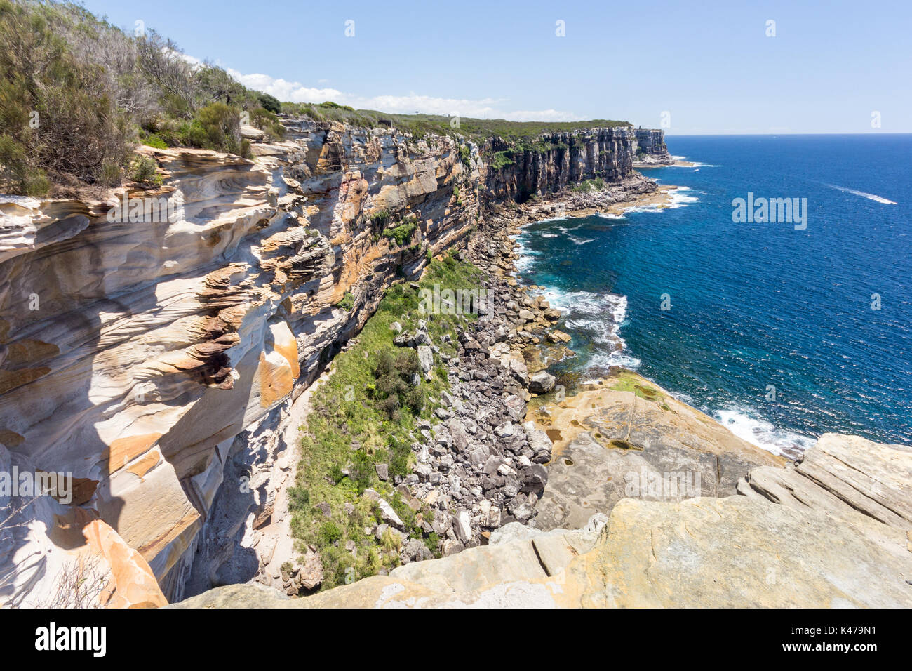 Rugged coastline, North Point, Manly, Sydney Harbour, New South Wales, NSW, Australia Stock Photo
