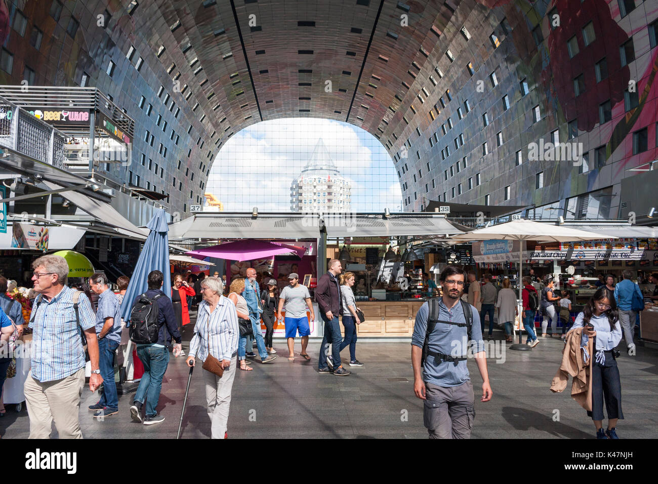 A view of the interior of the food hall at Markthal, Rotterdam, Netherlands Stock Photo